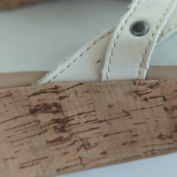 Crocs Open Toe Cork Wedge Strappy Slide Sandal 8 Creamy Beige Tan - Picture 10 of 16